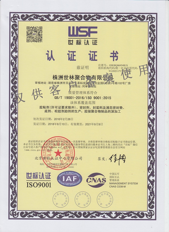 ISO9001認證書(shū)中文版